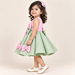 Marovia Layered Bow Dress for Girls | 1Y to 4Y