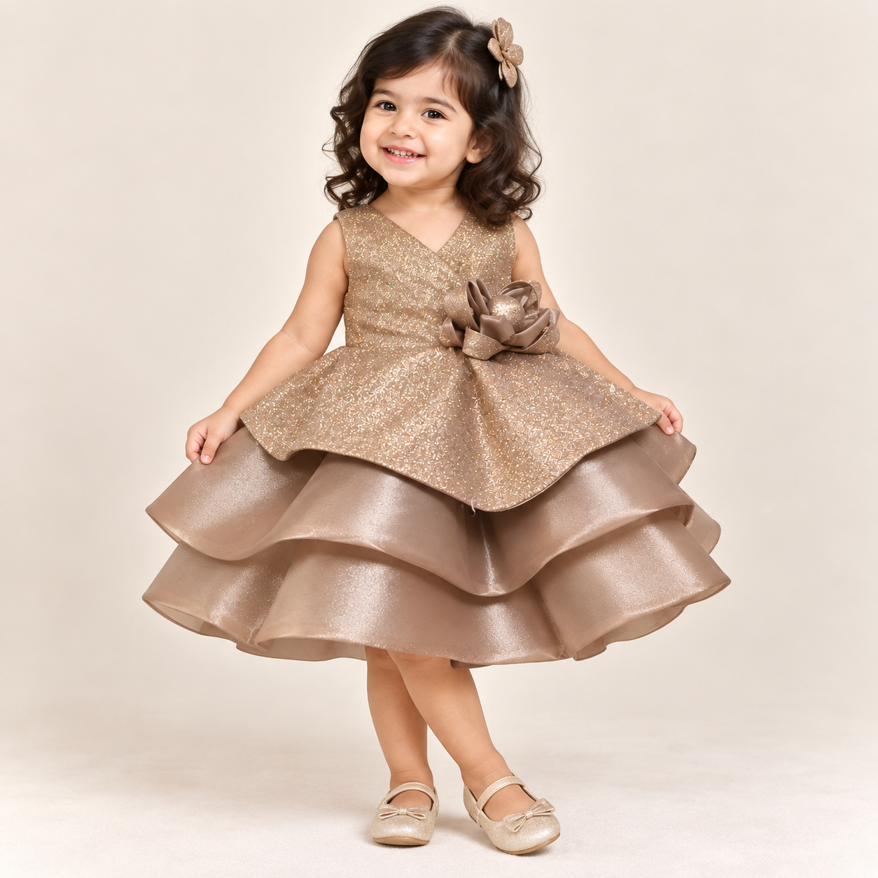 Marzelle Tiered Shimmer Party Dress for Girls | 1Y to 4Y