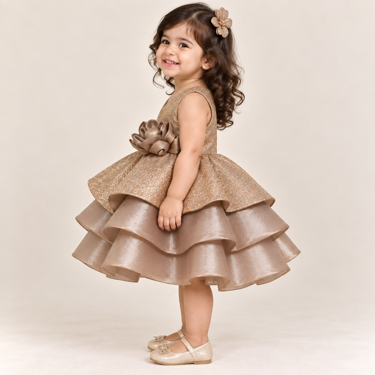 Marzelle Tiered Shimmer Party Dress for Girls | 1Y to 4Y