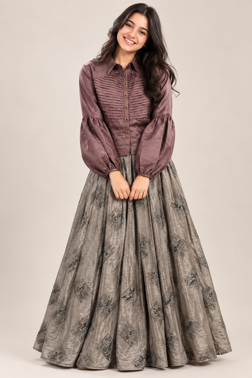 Mauveline Contrast Lehenga Set for Girls | 16Y to 18Y