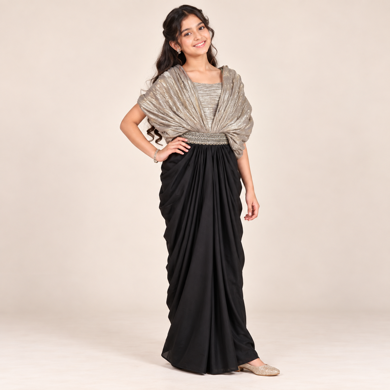 Monarchia Metallic Draped Gown | 6Y to 20Y