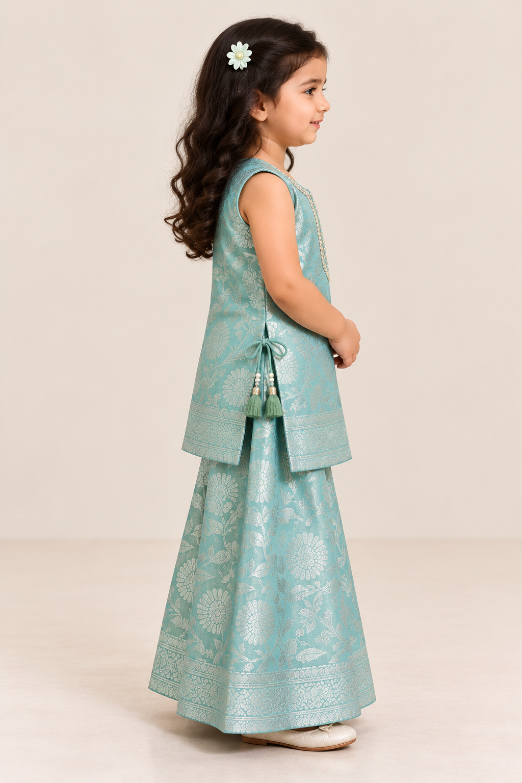 Niharika Silver Motif Gharara Set | 1-4Y