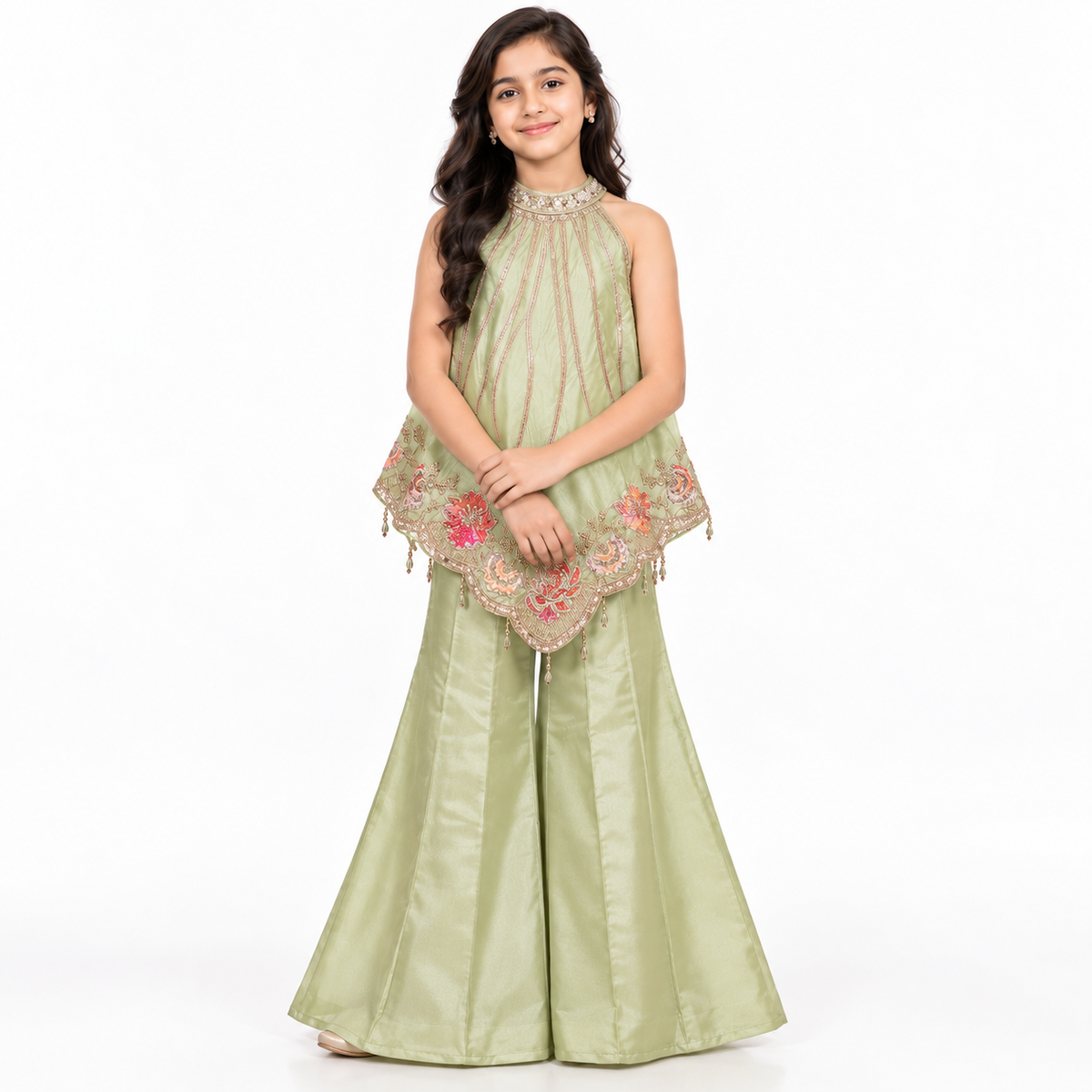 Anika Peplum Sharara Set | 7-18Y