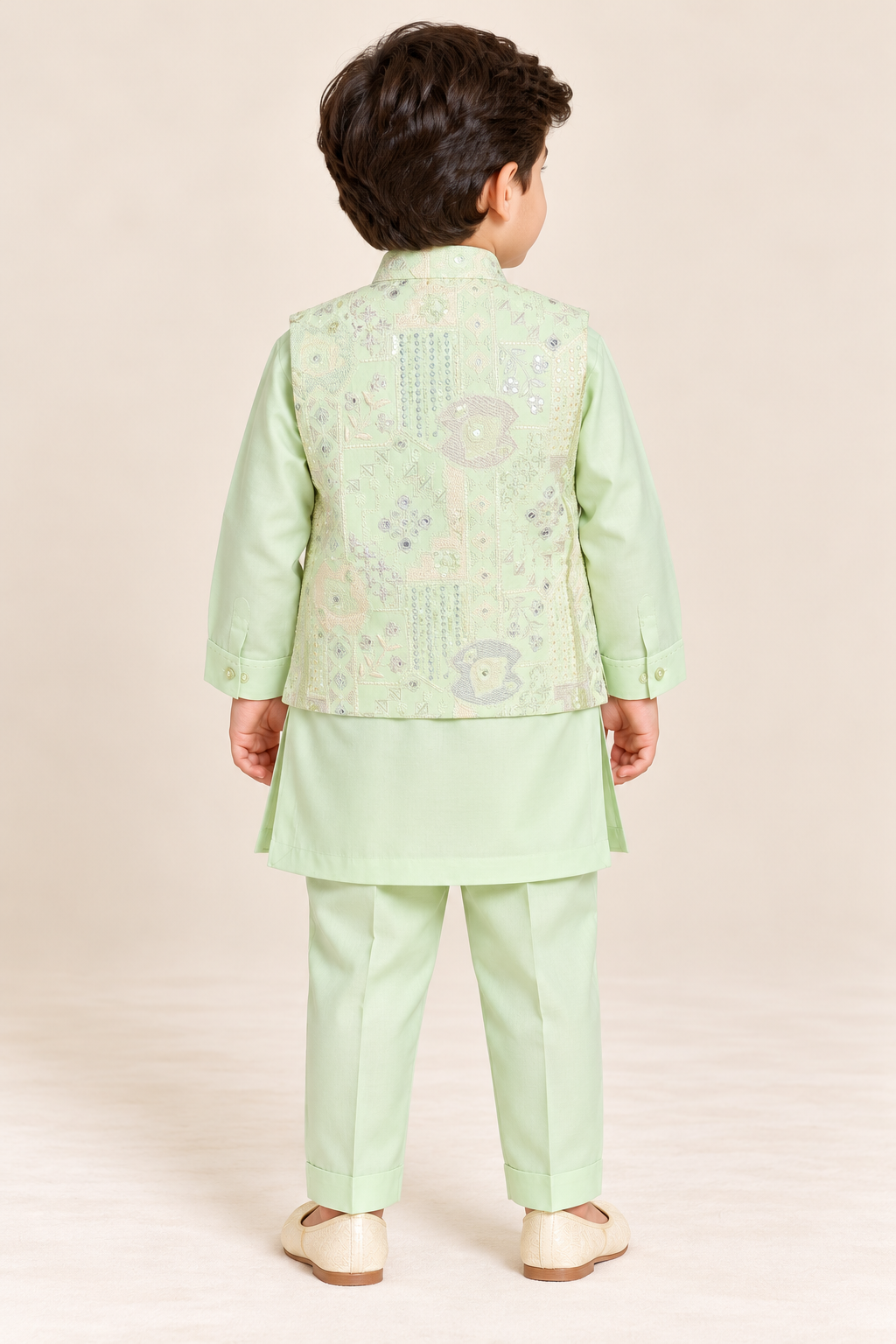 Elegant Textured Nehru Jacket Kurta Set