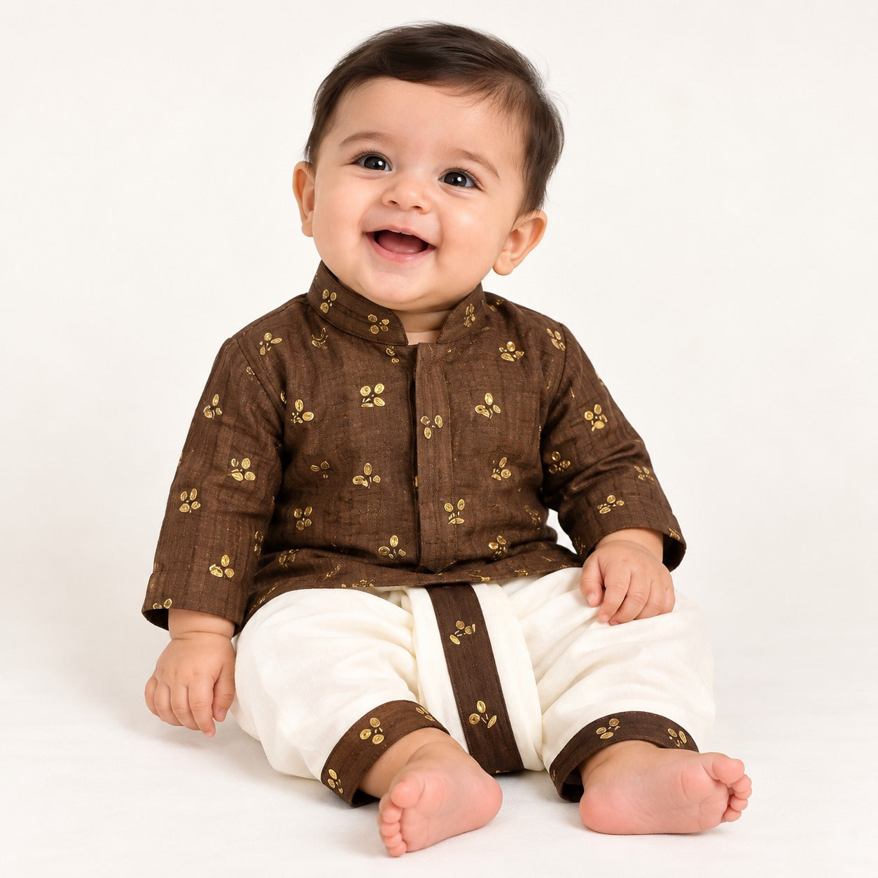 Navilan Motif Dhoti Set for Boys | 3M - 12M