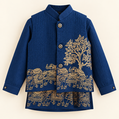 Elephant Foil Print Jacket Kurta