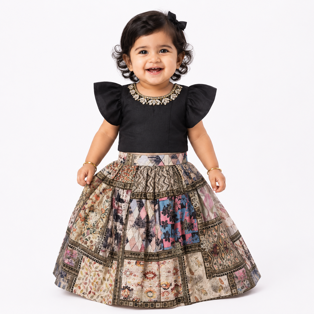 Noir Charm Lehenga Set for Girls | 6M to 4Y