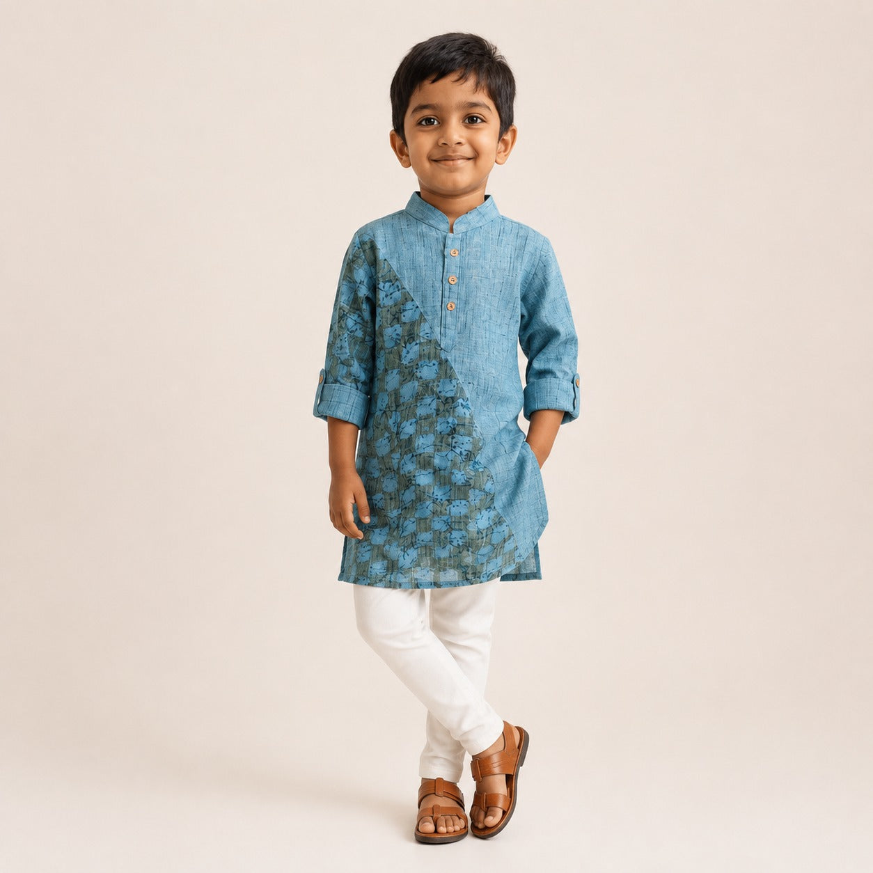 Ocean Batik Stole Kurta Set 