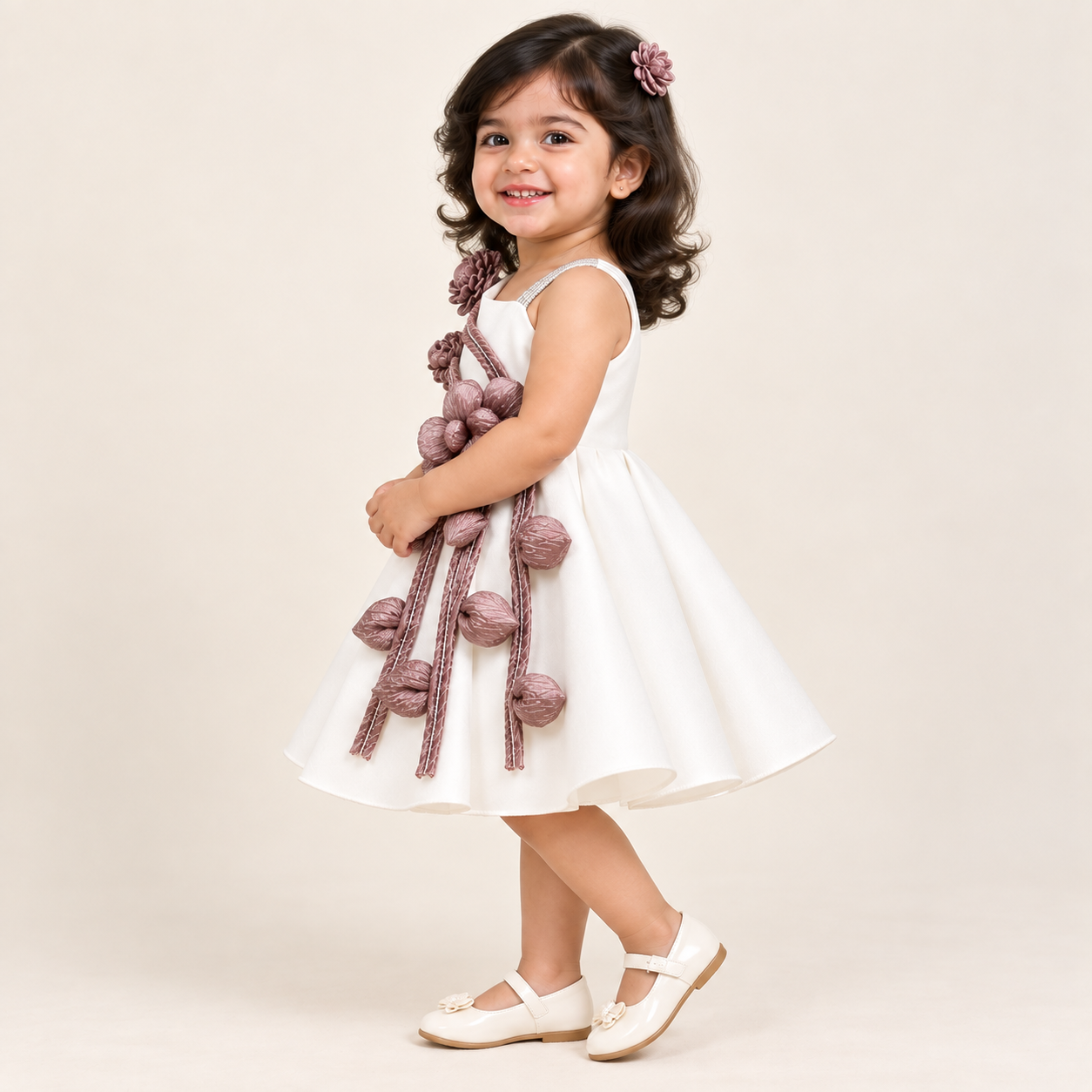 Olivia Floral Applique Party Dress for Girls | 1Y to 4Y