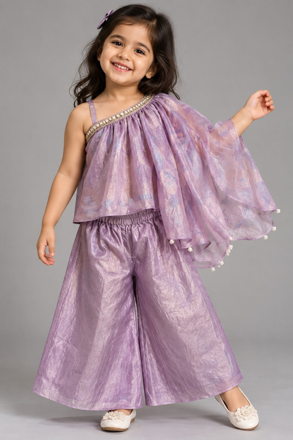 One-Shoulder Étoile Gharara for Girls | 1-4Y