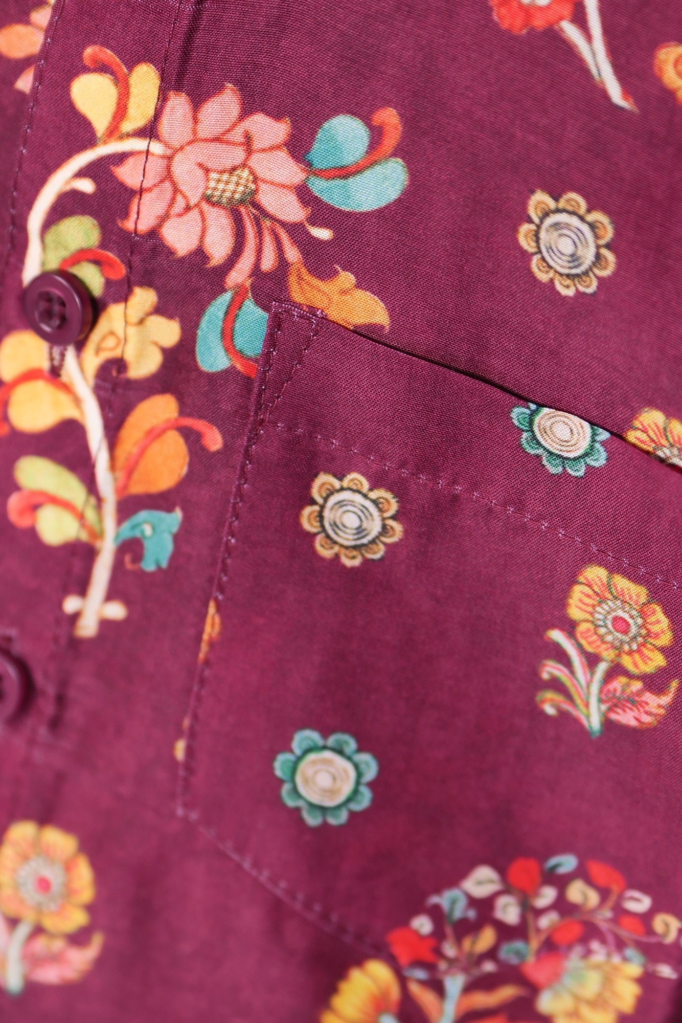 All over printed party wear shirt/Purple motif digital printed