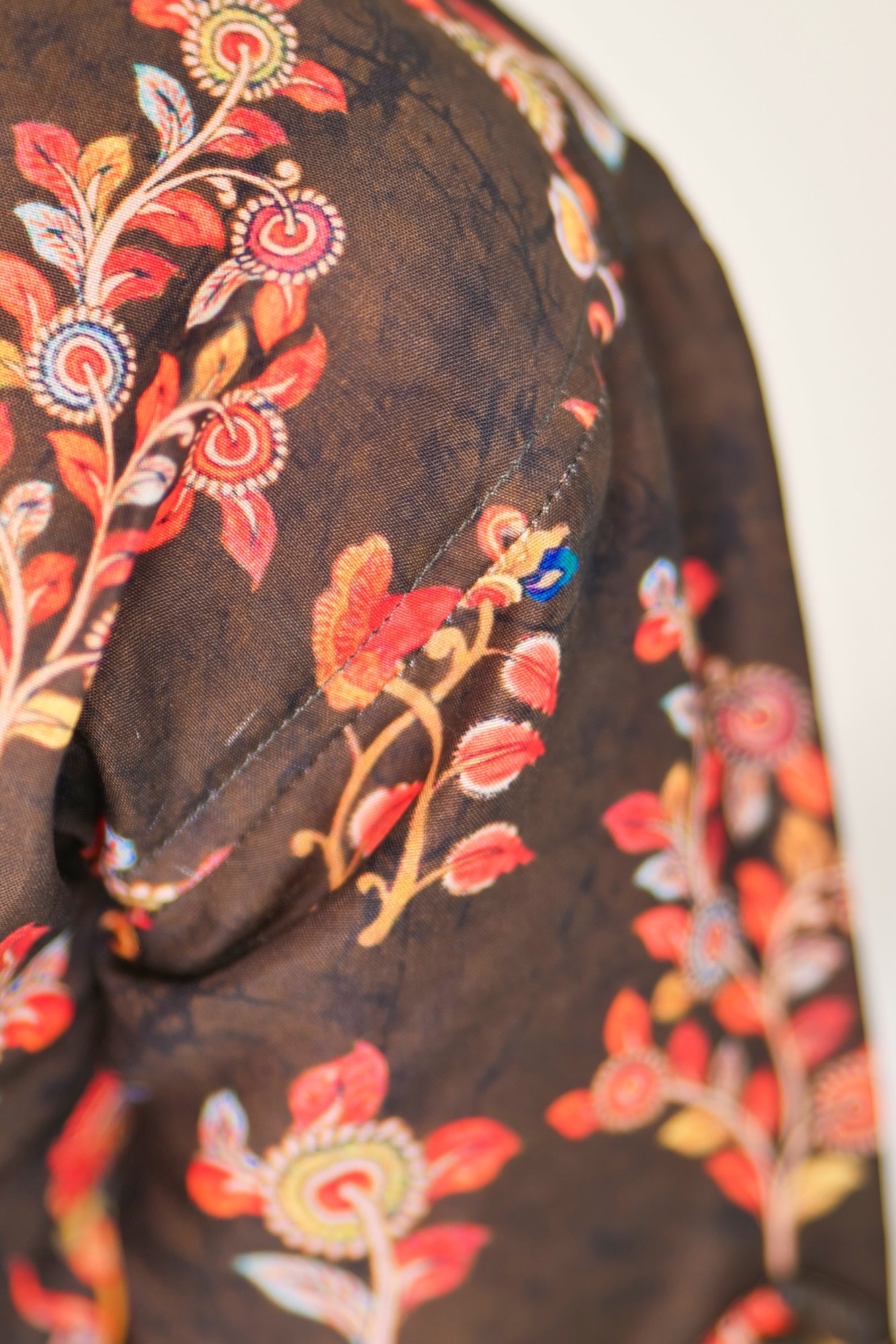 "Boys Printed Partywear Shirt in Soft Mul Mul Fabric - Rich Brown Color"