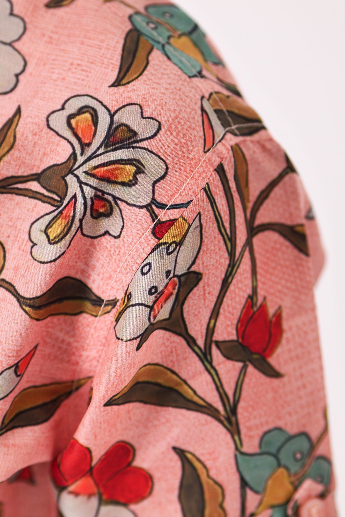"Boys Printed Partywear Shirt in Soft Mul Mul Fabric - Charming Peach Color"