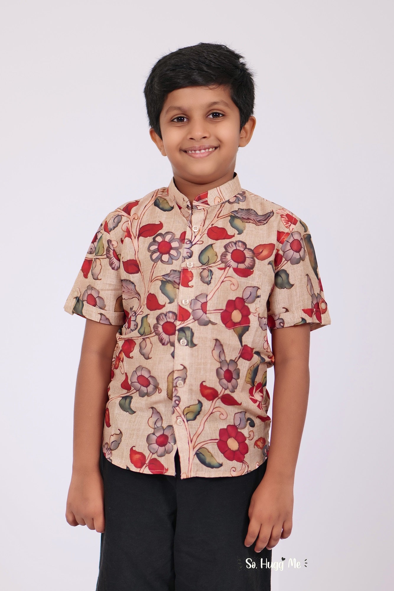 "Boys Printed Partywear Shirt in Soft Mul Mul Fabric - Timeless Ivory Hue"