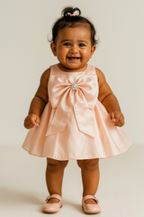 Peach Bow Baby Dress