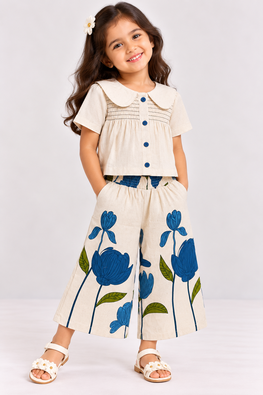 Petal Folk Palazzo Set for Girls | 1Y to 6Y