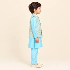 Aarush Geometric Embroidered Jacket Kurta Set