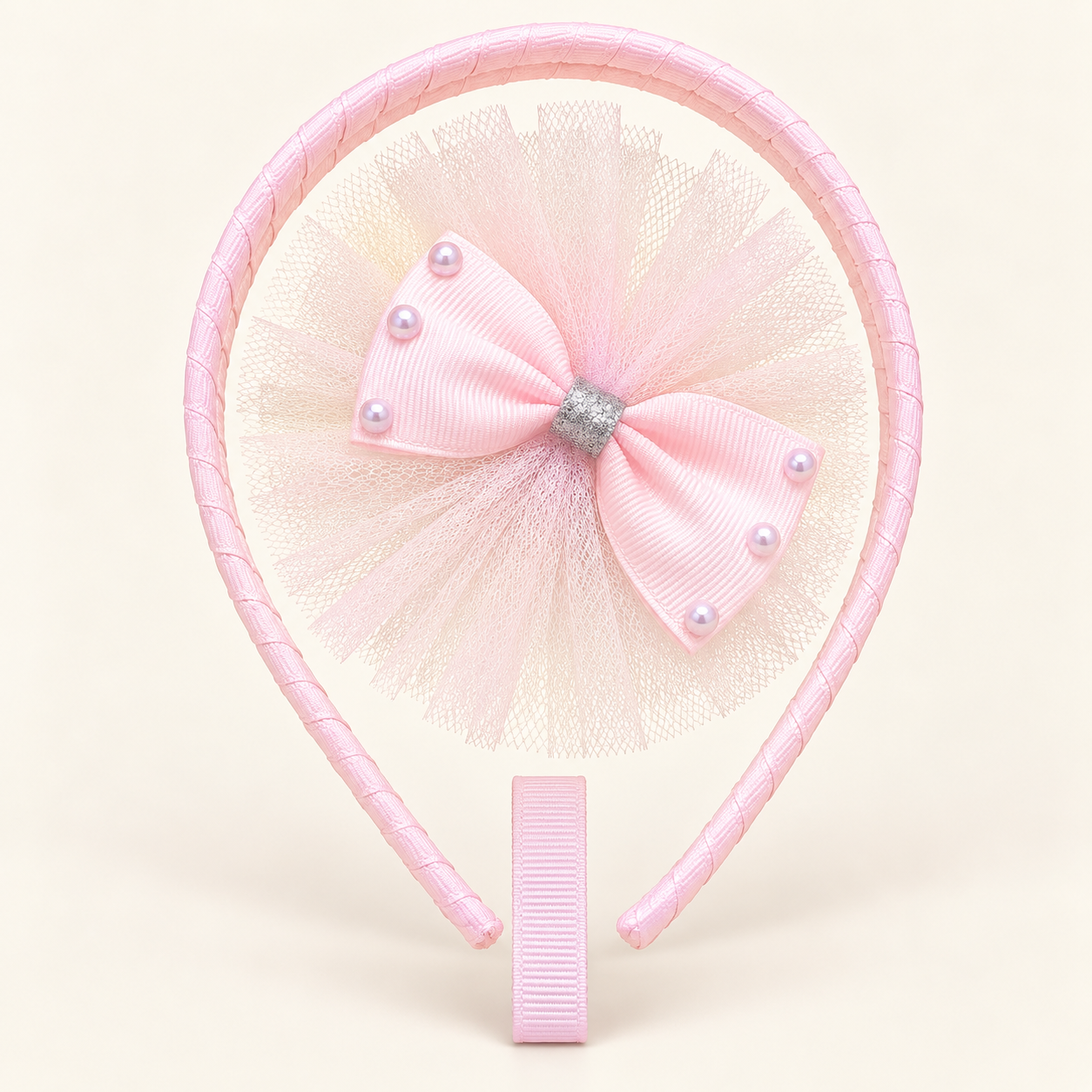 Rosette Pearl Bow Headband