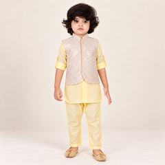Krithvik Textured Jacket Kurta Set | 6M-2Y