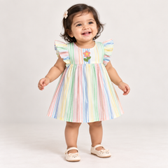 Pastel Stripe Flutter Dress