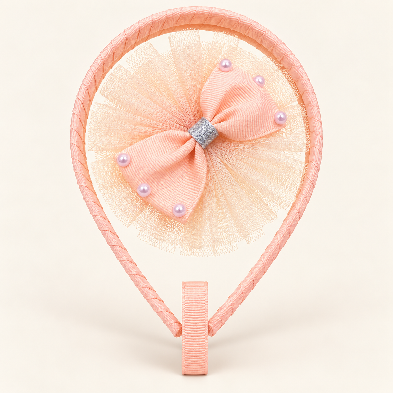 Rosette Pearl Bow Headband