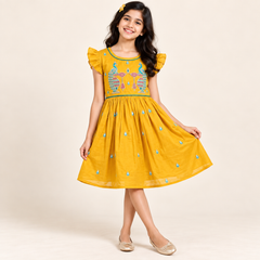 Peacock Embroidered Celebration Silk Dress