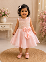 Pearl Charm Bow Dress for Girls | 1Y to 6Y