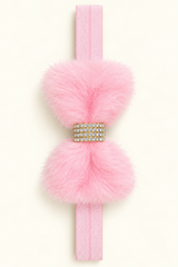 Fuzzy Rhinestone Bow Headband