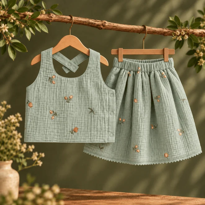 Poovizhi - Crinkled Halter Neck Top and Skirt