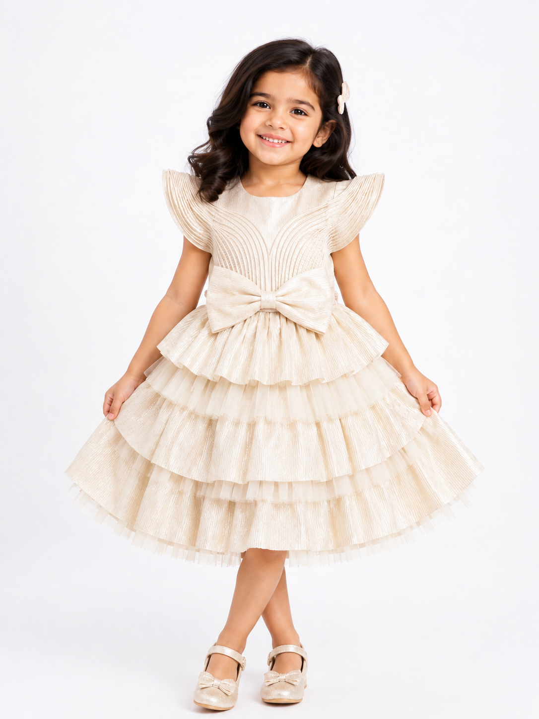 Regal Bow Statement Dress for Girls | 1-6 Years
