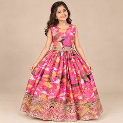 Rivara Printed Party Gown for Girls | 5Y to 6Y