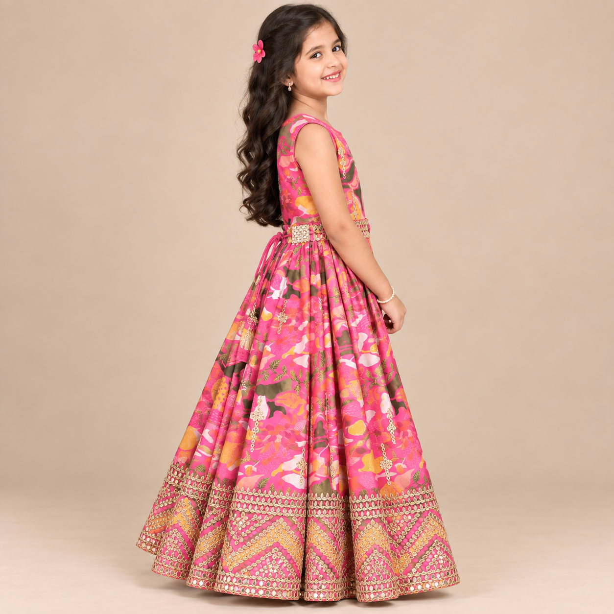 Rivara Printed Party Gown for Girls | 5Y to 6Y