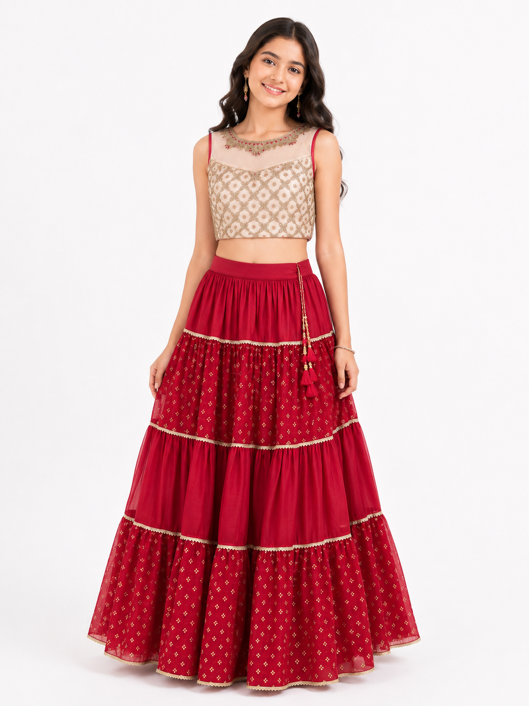 Rosalina Contrast Lehenga Set for Girls | 13Y to 14Y