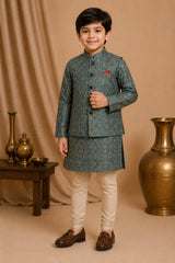 Royal Pattern Jacket Kurta Set for Boys | 5Y to 7Y