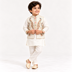 Royal Peacock Jacket Kurta Set | 6M–4Y