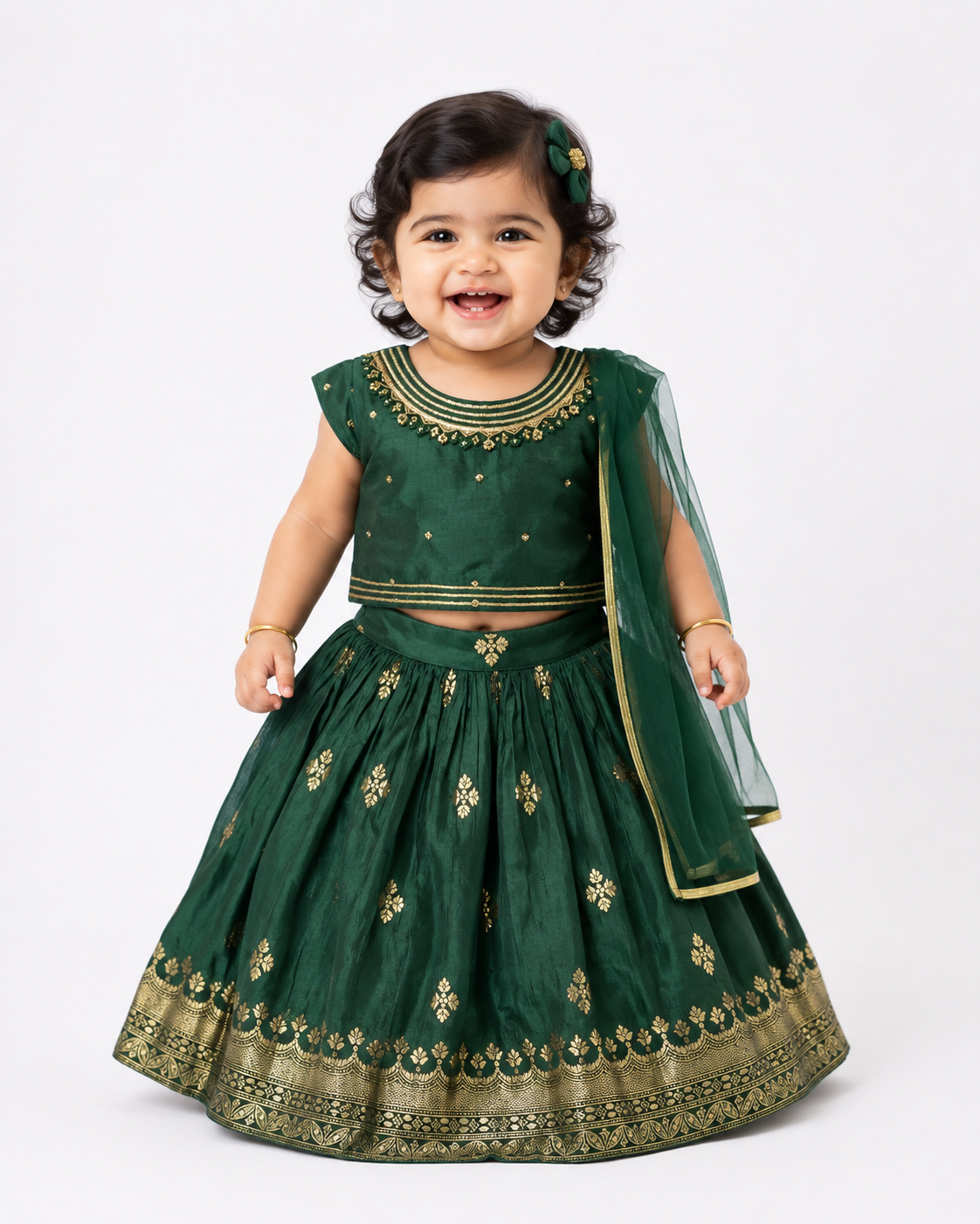 Royal Shimmer Foil Print Lehenga Set for Girls | 1Y to 6Y