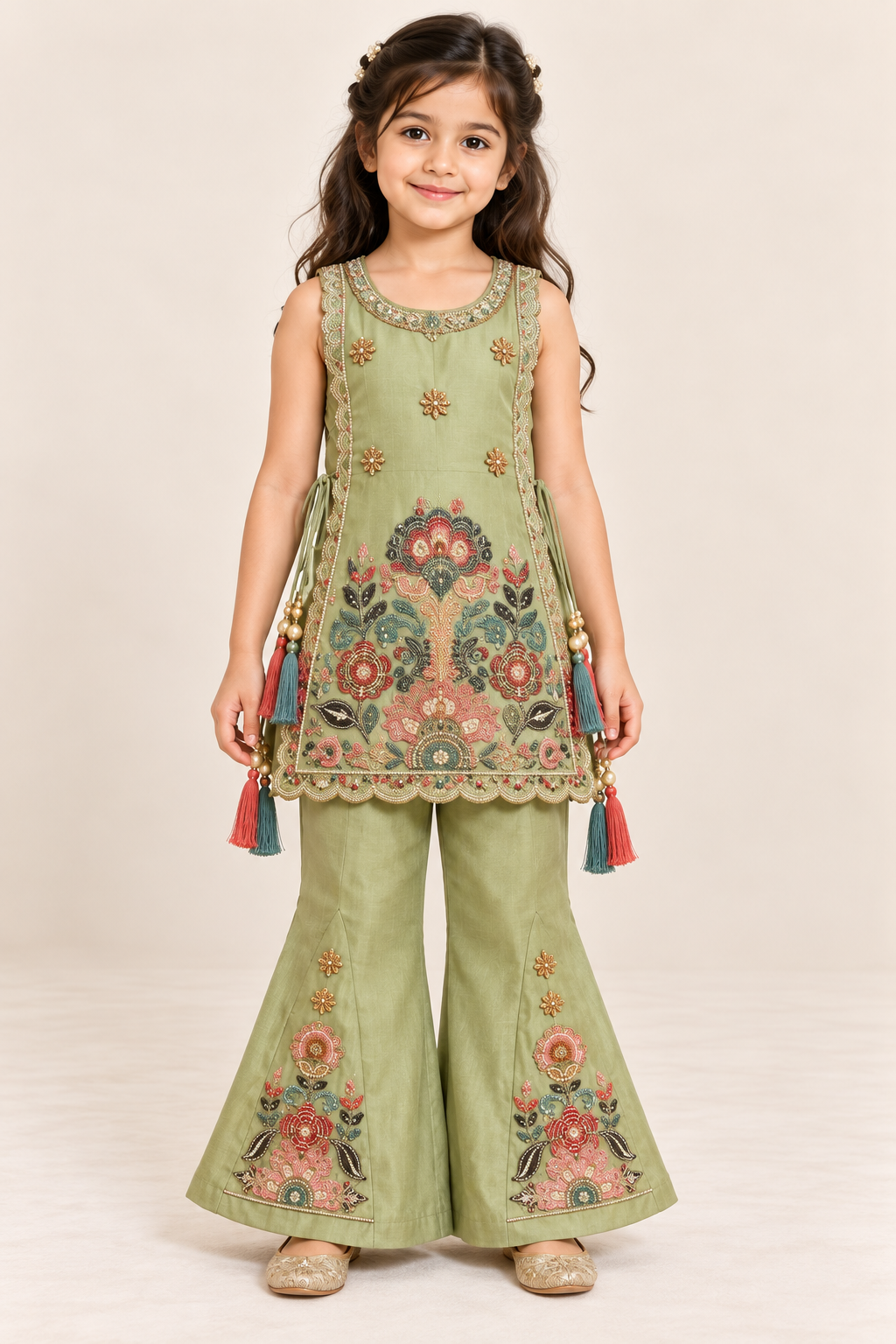 Darika Floral Peplum Sharara Set | 5-18Y