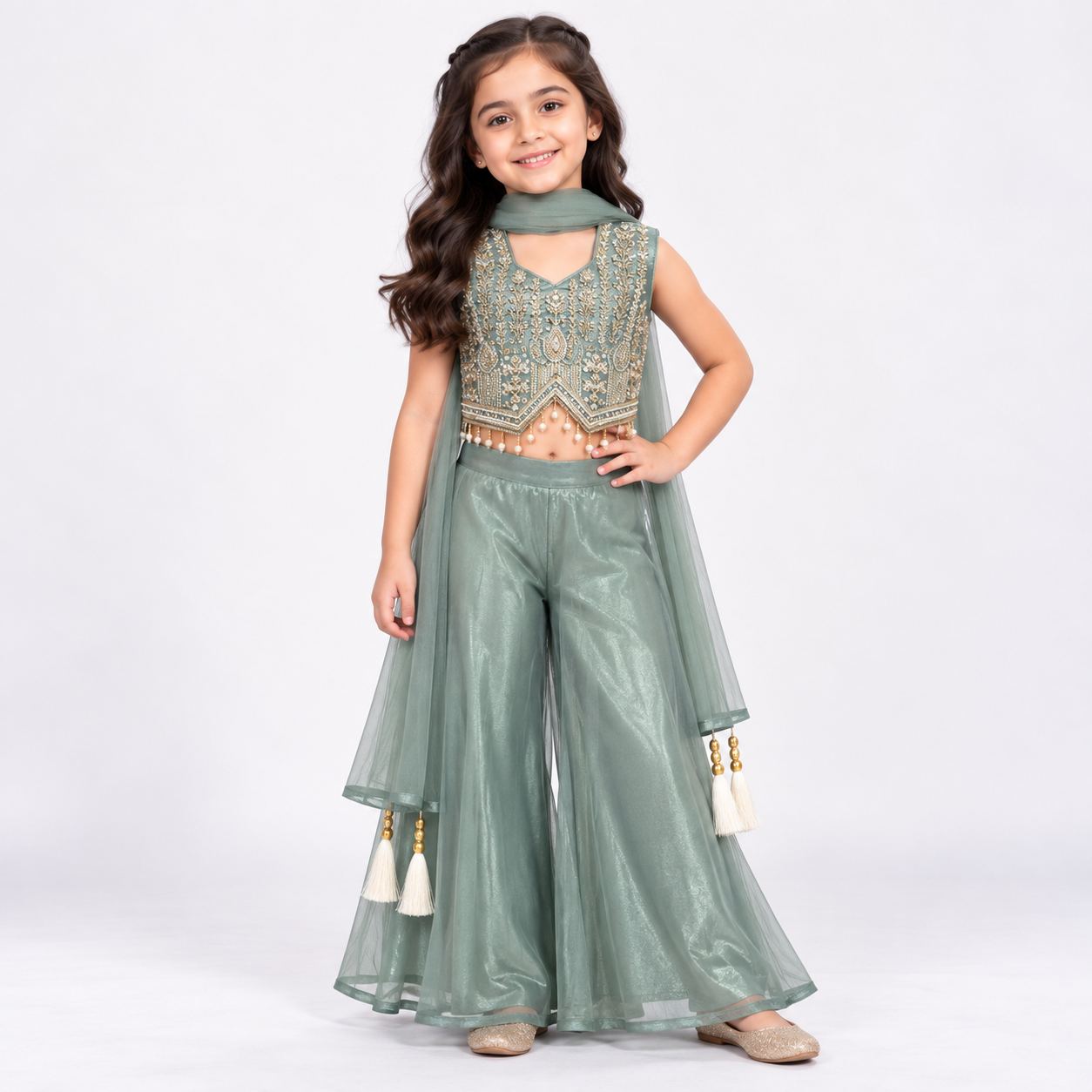 Sequin Élan Gharara set for Girls | 6-7Y