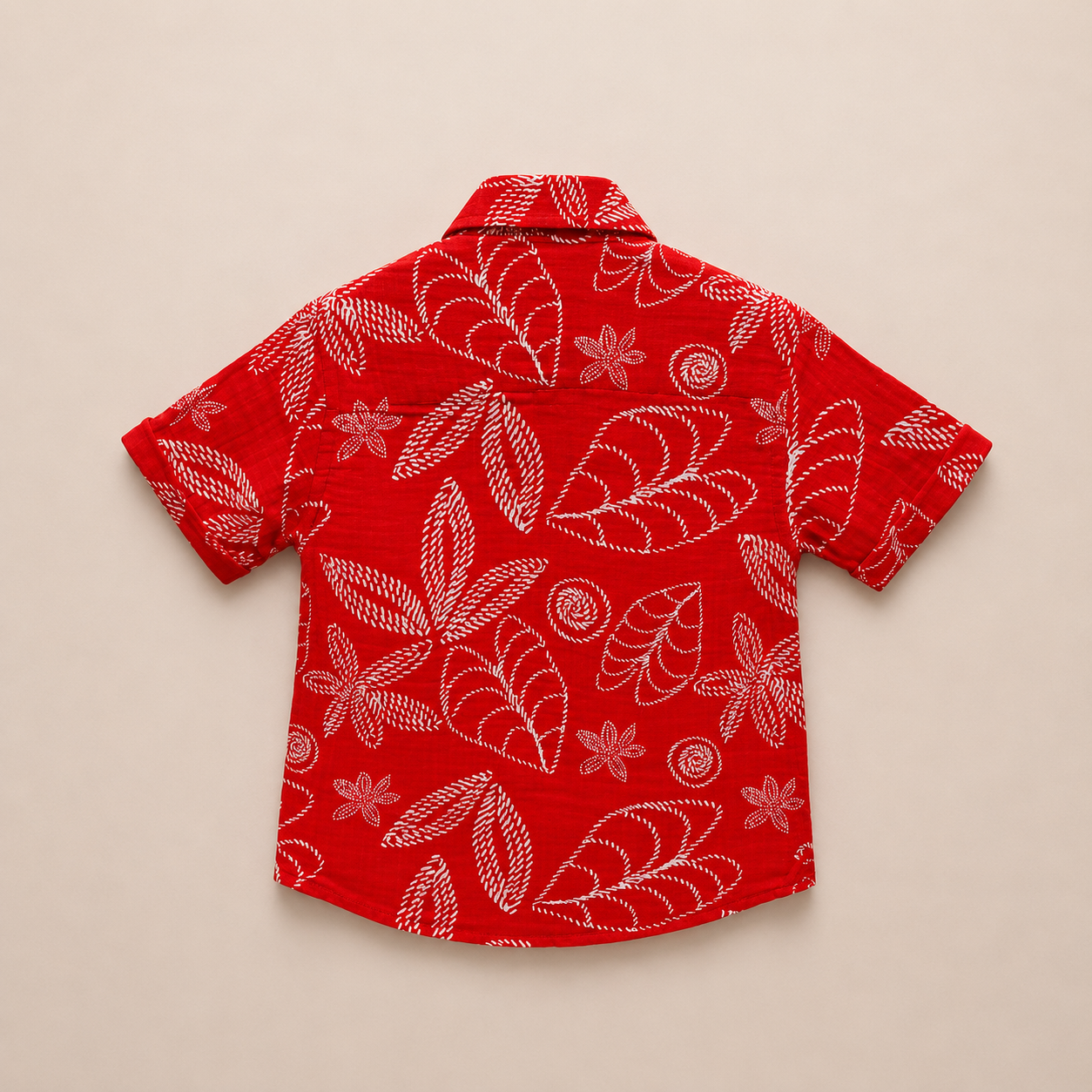 Shinchan Red Muslin Shirt
