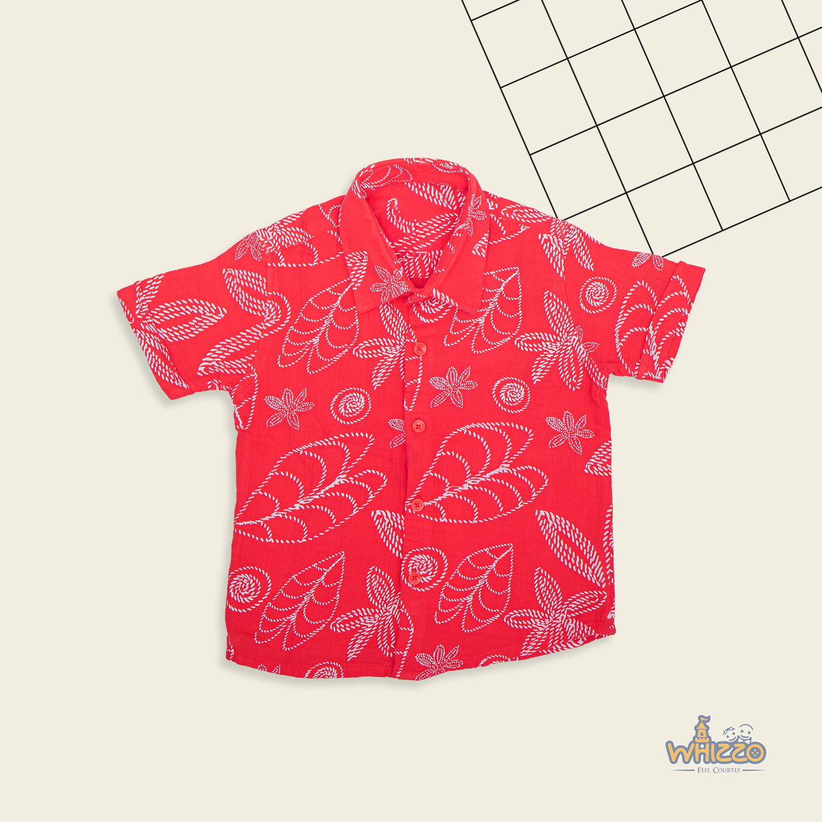Shinchan Red Muslin Shirt