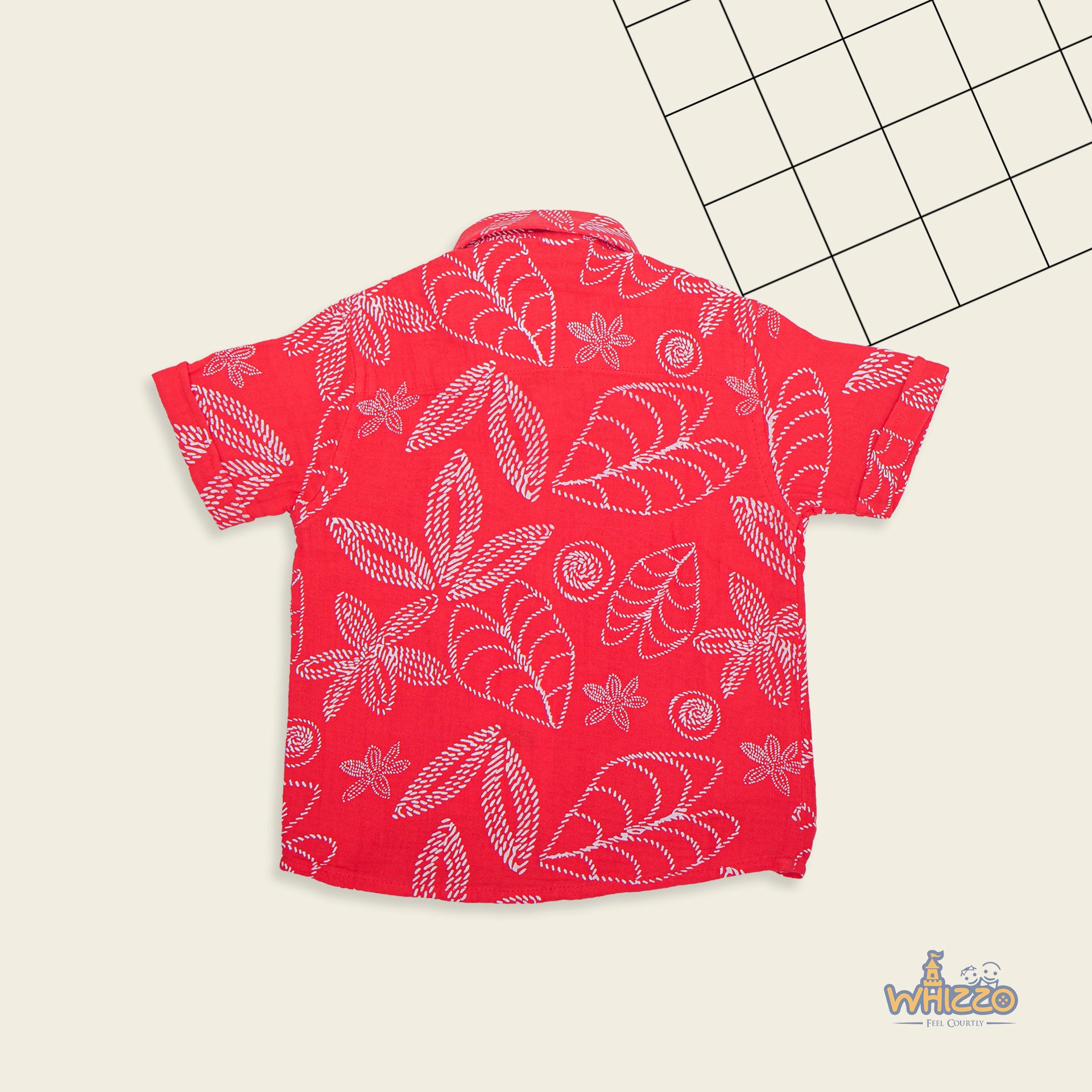 Shinchan Red Muslin Shirt