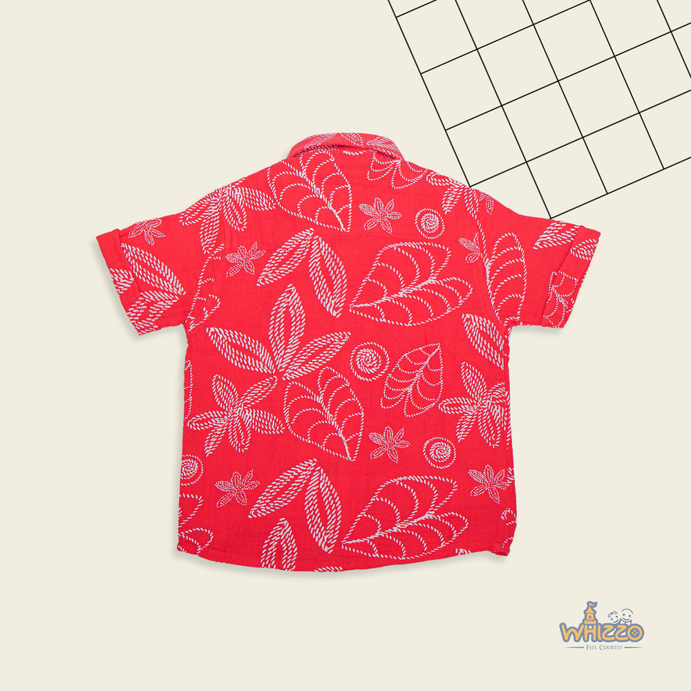 Shinchan Red Muslin Shirt