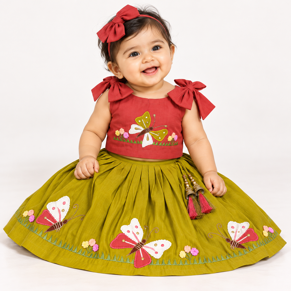 Nyrika Butterfly Garden Silk Lehenga Set | 3M - 5Y