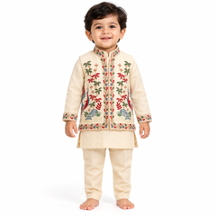 Peacock Embroidered Traditional Jacket Kurta Set | NB-5Y
