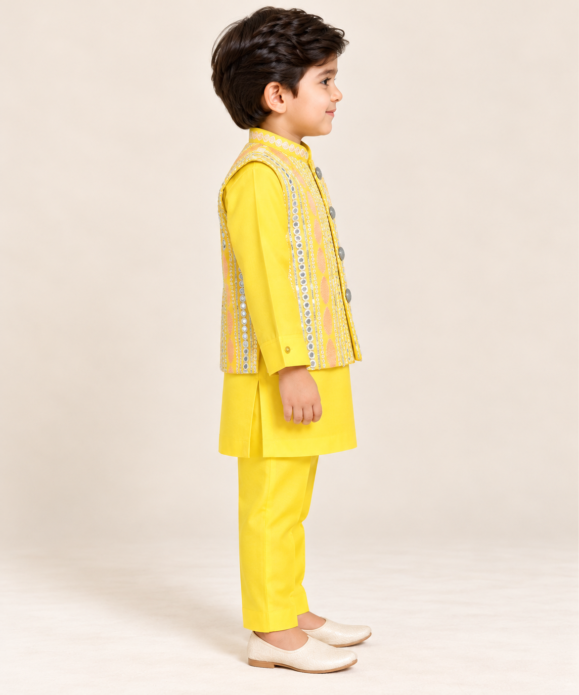 Ornate Panelled Nehru Jacket Kurta Set
