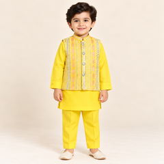 Ornate Panelled Nehru Jacket Kurta Set