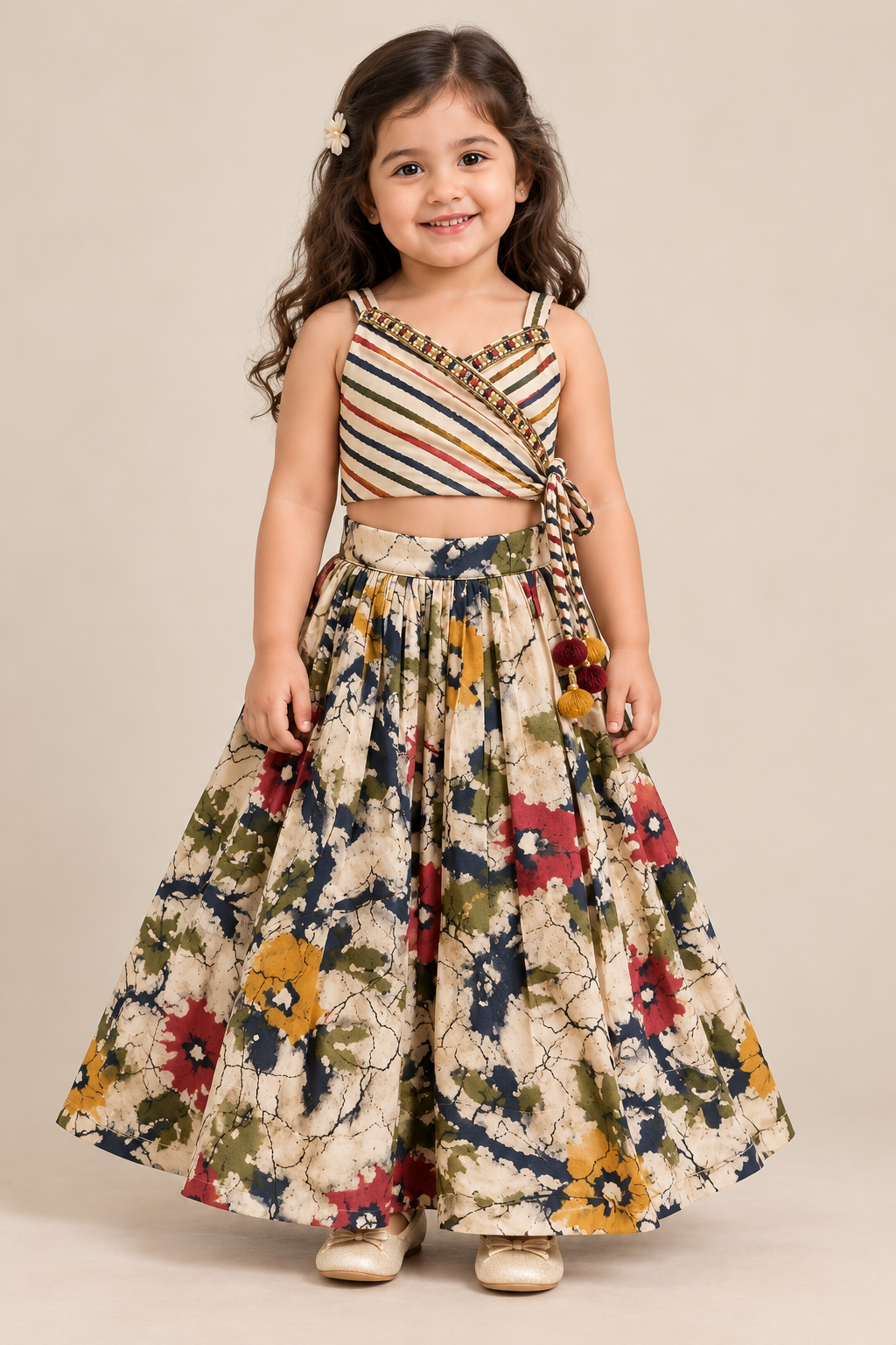 Navya Striped Wrap Lehenga Set | 1-4Y