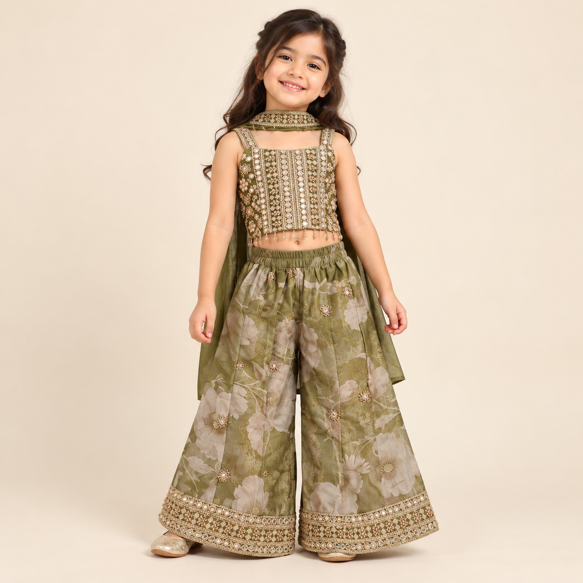 Ayla Mirrorwork Gharara Set | 1-4Y