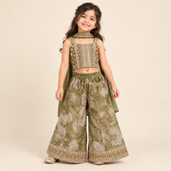 Ayla Mirrorwork Gharara Set | 1-4Y