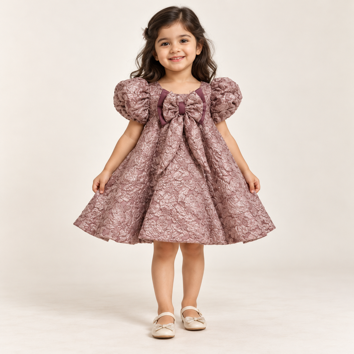 Diana Textured Bow Dress | 1-7Y